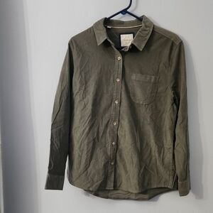 Jachs Olive Green Shirt with Denim Accents